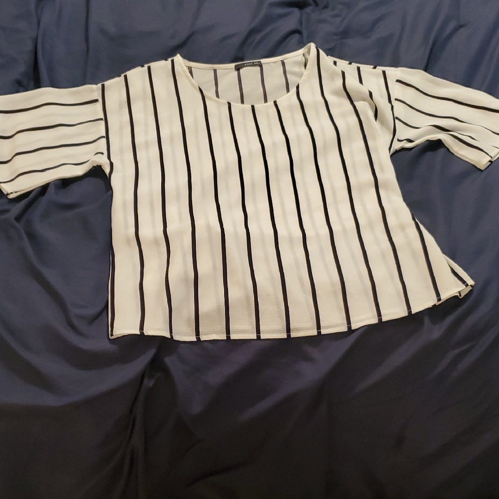 West Kei Black and White Striped Blouse